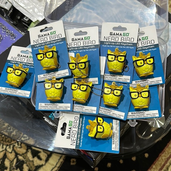 Lot of 10 NERD BIRD LIGHT UP LED KEYCHAIN - Picture 2 of 7